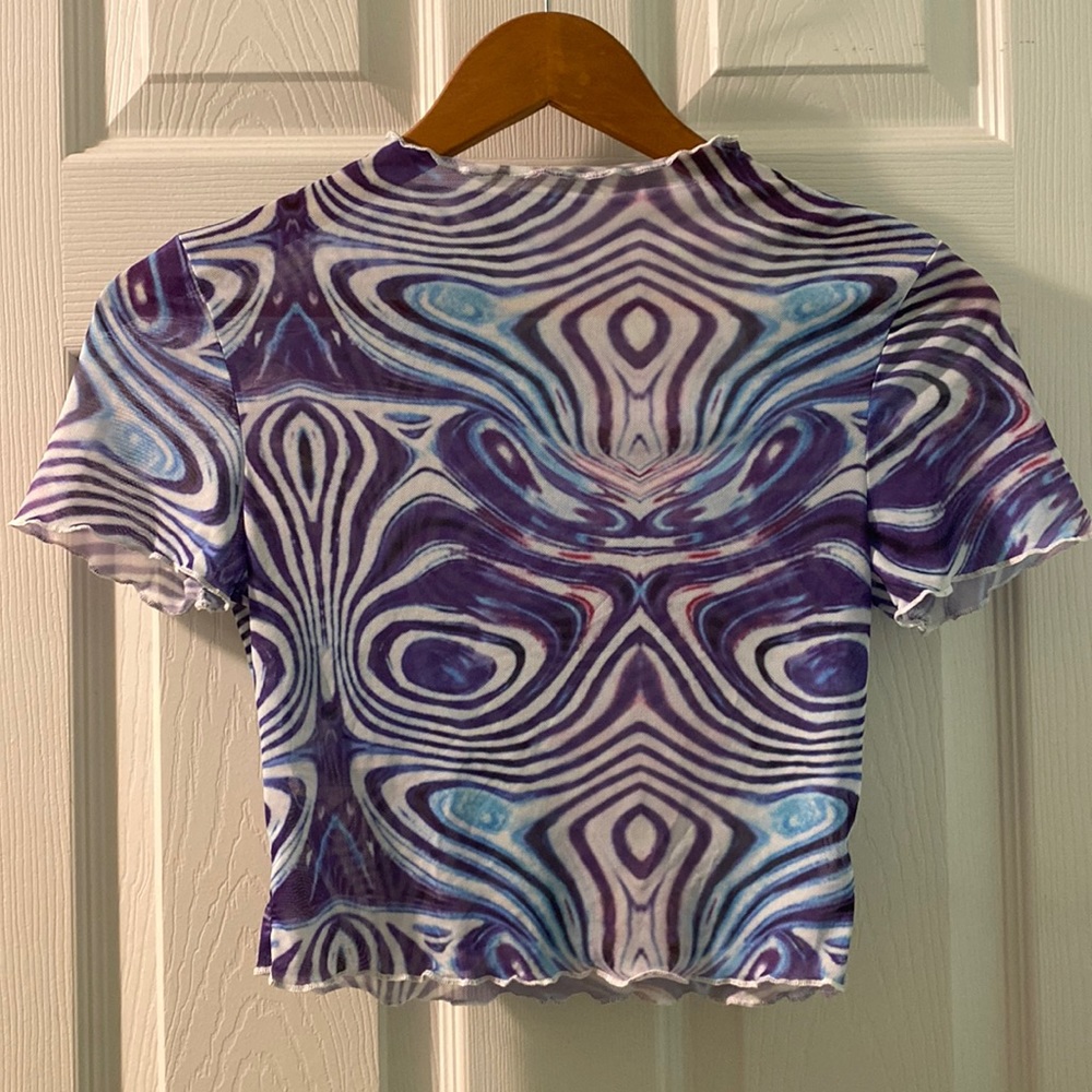 Mesh Crop Top Blue and Purple